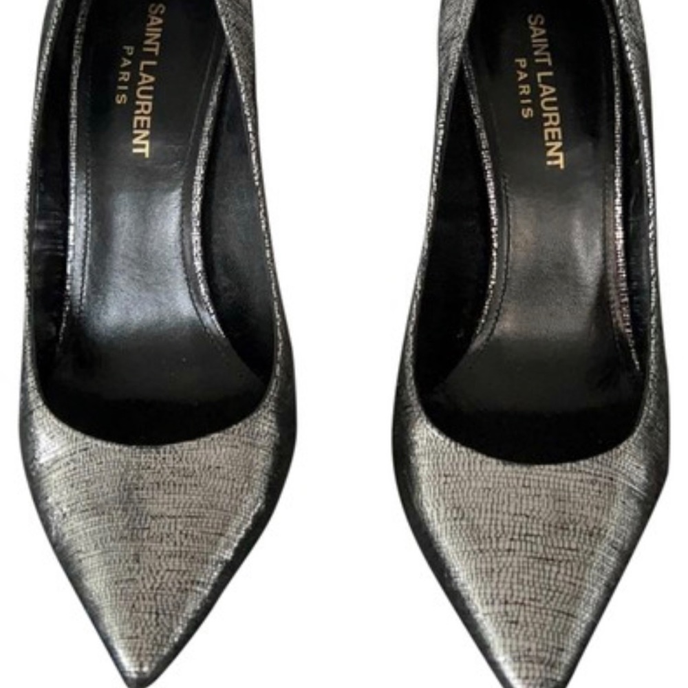 Saint Laurent Opyum pump in metallic silver